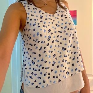 Banana Republic Factory | White & Blue Floral Layered Tank